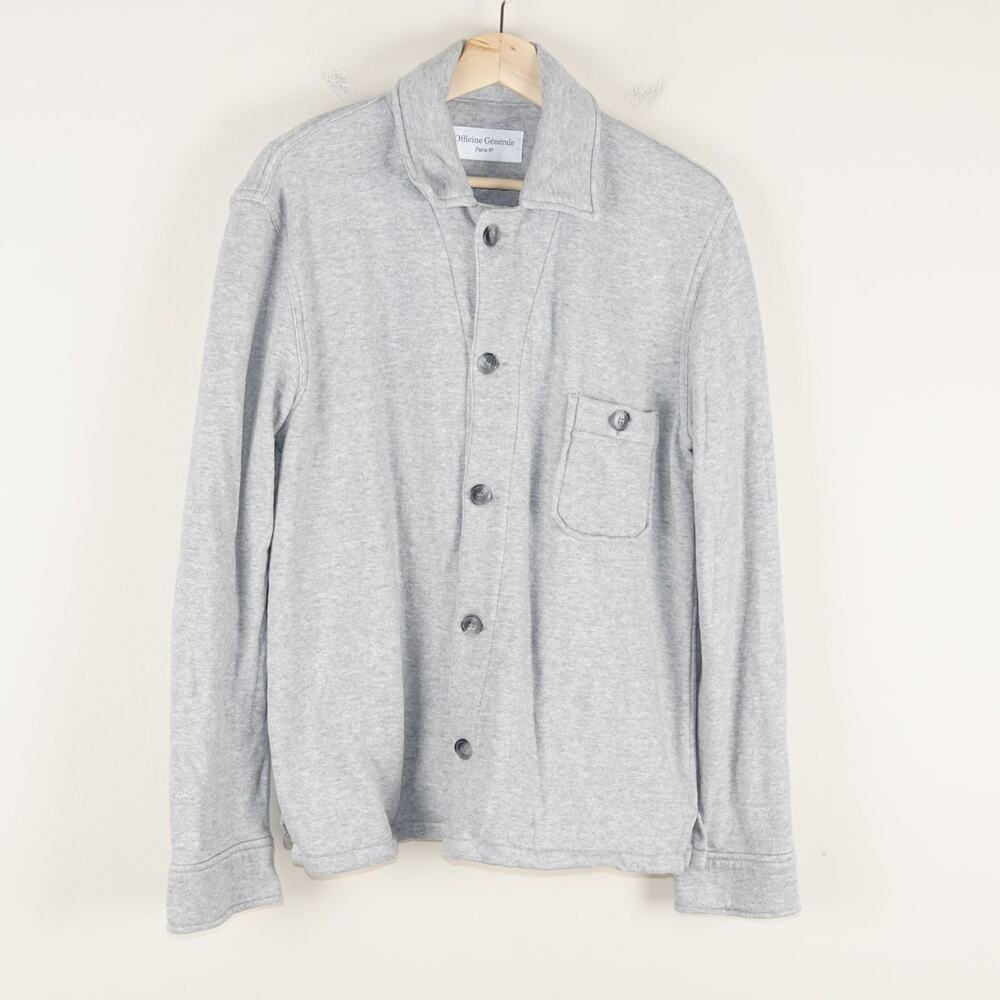 Officine Generale Sydney Japanese Cotton Terry Gray Overshirt Mens Sz M